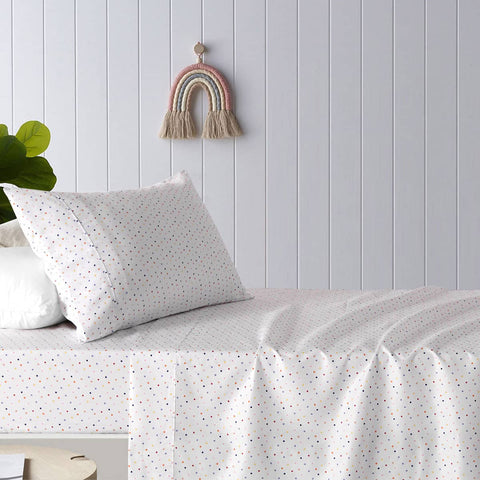 Darrahopens Home & Garden > Bedding Happy Kids Polka Multi Printed Microfibre Sheet Set Single