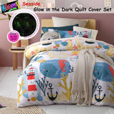 Darrahopens Home & Garden > Bedding Happy Kids Seaside Glow in the Dark Quilt Cover Set Single