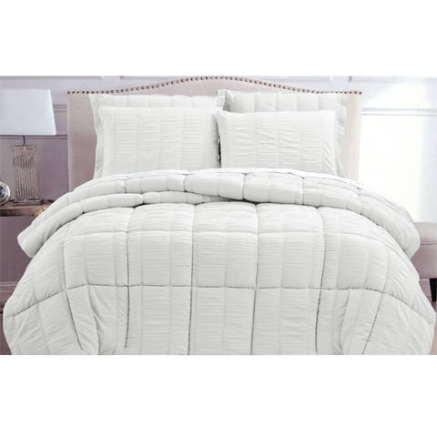Darrahopens Home & Garden > Bedding Hotel Living Seersucker Comforter Set Queen White