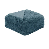 Darrahopens Home & Garden > Bedding Hotel Living Soft Shaggy Long Hair Blanket Queen Dusk Blue