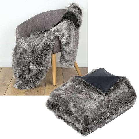 Darrahopens Home & Garden > Bedding IDC Homewares Luxury Wolf Faux Fur Throw 125 x 150cm