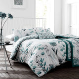 Darrahopens Home & Garden > Bedding Ink Floral Teal Quilt Cover Set King