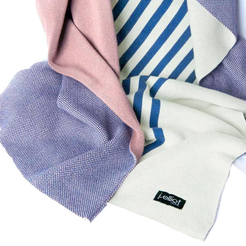 Darrahopens Home & Garden > Bedding J.Elliot Home Gemma 100% Cotton Throw Rug Santorini Blue/ Dusty Pink Home
