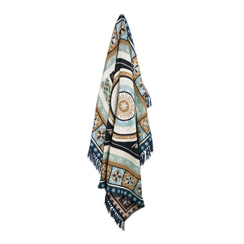 Darrahopens Home & Garden > Bedding J Elliot Home Kasbah Luxury Fringe Throw 130 x 160cm Blue