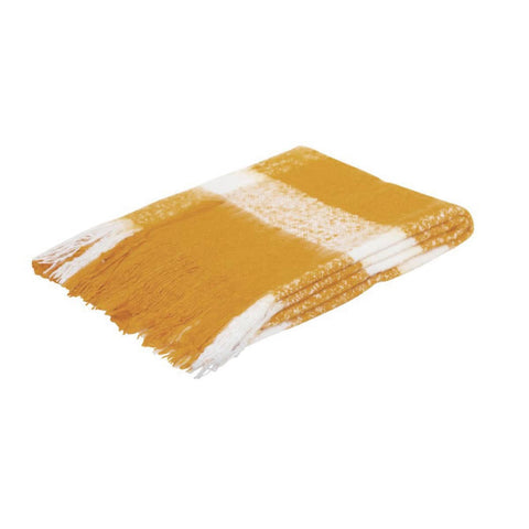 Darrahopens Home & Garden > Bedding J.Elliot Home Wren Faux Mohair Throw Mustard/White