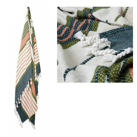 Darrahopens Home & Garden > Bedding J.Elliot Home Zella Cotton Throw Rug Green Multi