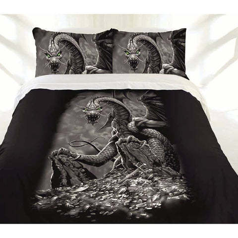 Darrahopens Home & Garden > Bedding Just Home Green Eyed Dragon Quilt Cover Set Queen