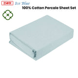 Darrahopens Home & Garden > Bedding Kingtex 250TC 100% Cotton Percale Sheet Set Ice Blue Single