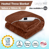 Darrahopens Home & Garden > Bedding Laura Hill Heated Electric Blanket Throw Rug Coral Warm Fleece Brown