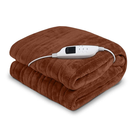 Darrahopens Home & Garden > Bedding Laura Hill Heated Electric Blanket Throw Rug Coral Warm Fleece Brown