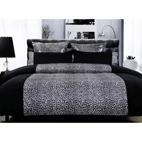 Darrahopens Home & Garden > Bedding Leopard Quilt Cover Set Black Super King