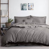 Darrahopens Home & Garden > Bedding luxurious linen cotton quilt cover set queen grey