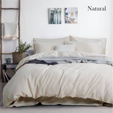 Darrahopens Home & Garden > Bedding luxurious linen cotton quilt cover set queen natural