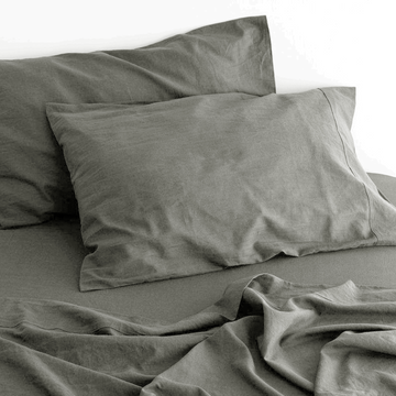 Darrahopens Home & Garden > Bedding luxurious linen cotton sheet set 1 queen grey