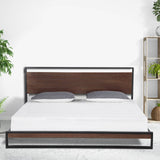 darrahopens Home & Garden > Bedding Milano Decor Azure Bed Frame With Headboard Black Wood Steel Platform Bed - Single - Black