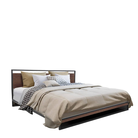 darrahopens Home & Garden > Bedding Milano Decor Azure Bed Frame With Headboard Black Wood Steel Platform Bed - Single - Black
