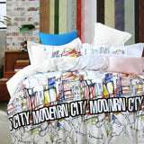 Darrahopens Home & Garden > Bedding Modern City Natural Cotton Quilt Cover Set Single