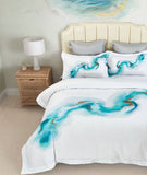Darrahopens Home & Garden > Bedding Ocean Marble Quilt Cover Set - Queen Size