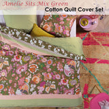 Darrahopens Home & Garden > Bedding Oilily Amelie Sits Mix Green Cotton Sateen Quilt Cover Set Queen