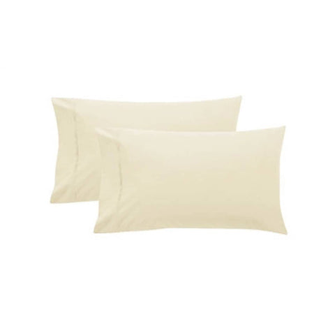 Darrahopens Home & Garden > Bedding Pair of Pure Cotton 250TC Standard Pillowcases Cream