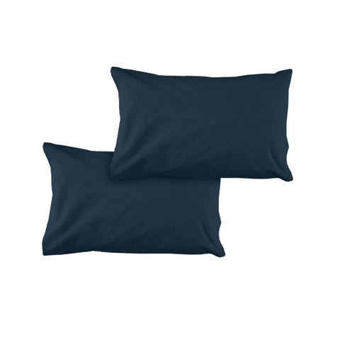 Darrahopens Home & Garden > Bedding Pair of Solid Colour Microfiber Standard Pillowcases 48x73cmx15cm (Flap) Navy