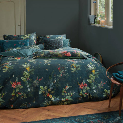 Darrahopens Home & Garden > Bedding PIP Studio Fall in Leaf DarkBlue Cotton Quilt Cover Set King