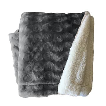 Darrahopens Home & Garden > Bedding plush fleece sherpa backed reversible throw charcoal