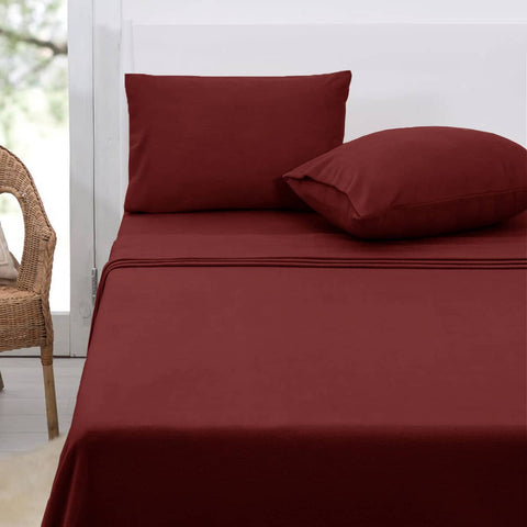 Darrahopens Home & Garden > Bedding Polar Fleece Sheet Set Double 30cm Wall Burgundy