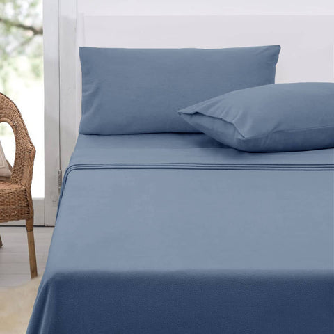Darrahopens Home & Garden > Bedding Polar Fleece Sheet Set King 36cm Wall with King Pillowcases Airforce Blue