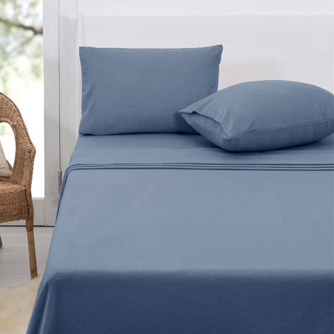 Darrahopens Home & Garden > Bedding Polar Fleece Sheet Set Queen 36cm Wall Airforce Blue
