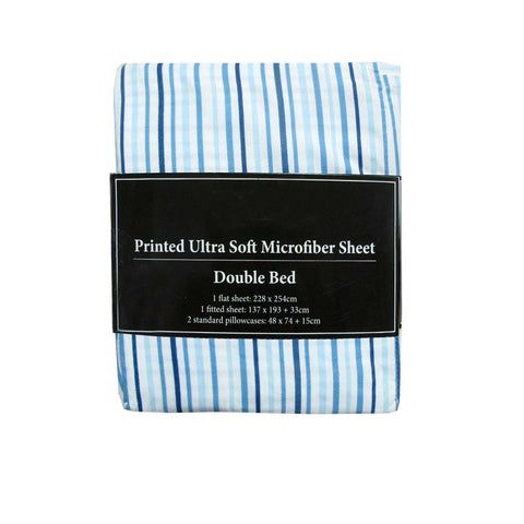 Darrahopens Home & Garden > Bedding Printed Microfiber Sheet Set Double Blue Lines
