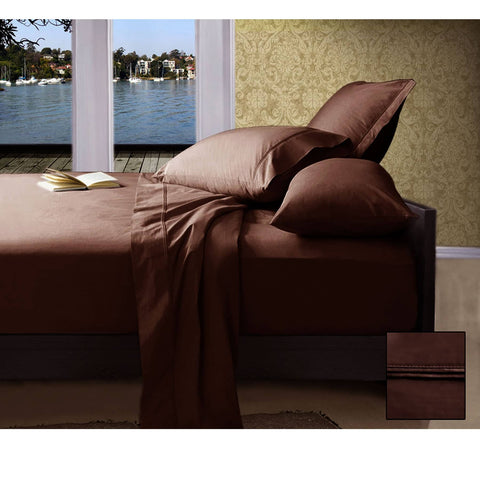 Darrahopens Home & Garden > Bedding Ramesses 1000TC American Pima Cotton Plain Design Sheet Set Chocolate King