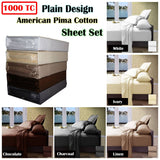 Darrahopens Home & Garden > Bedding Ramesses 1000TC American Pima Cotton Plain Design Sheet Set Linen Queen