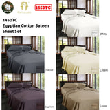 Darrahopens Home & Garden > Bedding Ramesses 1450TC Egyptian Cotton Sateen Sheet Set Cream King
