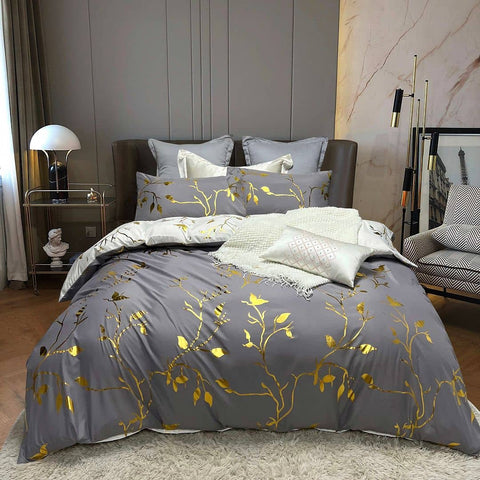 Darrahopens Home & Garden > Bedding Reversible Design Grey King Size Bed Quilt/Doona/Duvet Cover Set