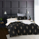 Darrahopens Home & Garden > Bedding Reversible Design Super King Size Black Gold Duvet Doona Quilt Cover Set