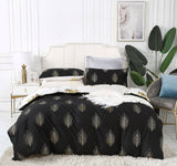 Darrahopens Home & Garden > Bedding Reversible Design Super King Size Black Gold Duvet Doona Quilt Cover Set