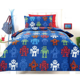 Darrahopens Home & Garden > Bedding Robotic Blue Quilt Cover Set Single