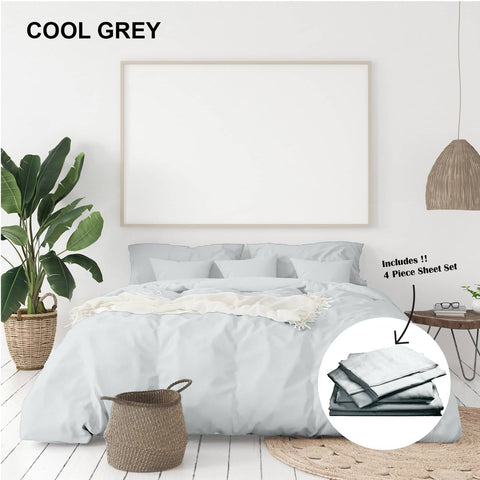 darrahopens Home & Garden > Bedding Royal Comfort 1000 Thread Count Bamboo Cotton Sheet and Quilt Cover Complete Set - King - Cool Grey