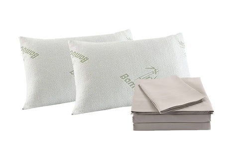 darrahopens Home & Garden > Bedding Royal Comfort Bamboo Blend Sheet Set 1000TC and Bamboo Pillows 2 Pack Ultra Soft - King - Warm Grey
