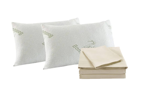 darrahopens Home & Garden > Bedding Royal Comfort Bamboo Blend Sheet Set 1000TC and Bamboo Pillows 2 Pack Ultra Soft - Queen - Ivory