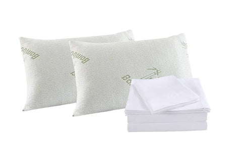 darrahopens Home & Garden > Bedding Royal Comfort Bamboo Blend Sheet Set 1000TC and Bamboo Pillows 2 Pack Ultra Soft - Queen - White