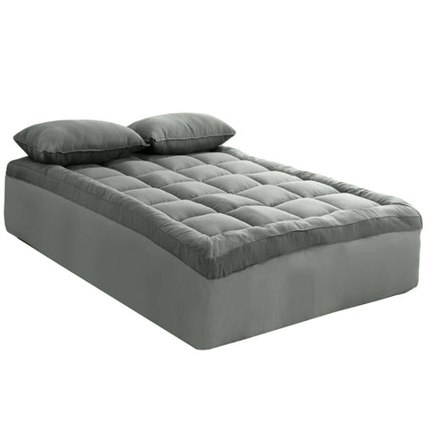 Darrahopens Home & Garden > Bedding Royal Comfort Charcoal Bamboo Blend Topper 800GSM 45cm Skirt Luxury Bedding - King - Charcoal