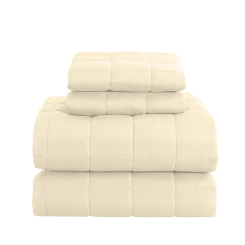 darrahopens Home & Garden > Bedding Royal Comfort Coverlet Set Bedspread Soft Touch Easy Care Breathable 3 Piece Set - Queen - Beige