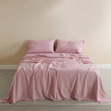 darrahopens Home & Garden > Bedding Royal Comfort Flax Linen Blend Sheet Set Bedding Luxury Breathable Ultra Soft - King - Mauve