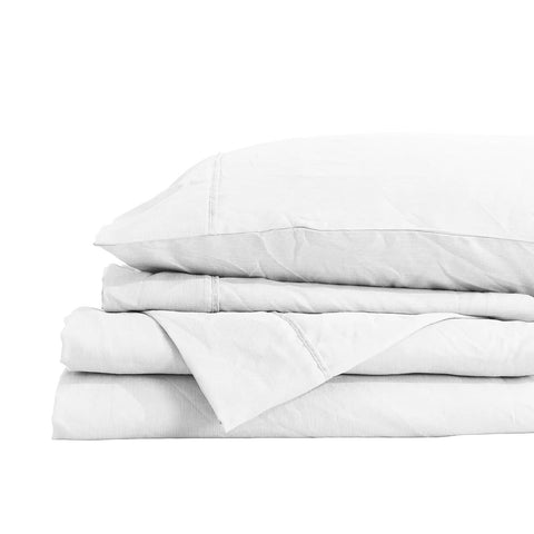 darrahopens Home & Garden > Bedding Royal Comfort Flax Linen Blend Sheet Set Bedding Luxury Breathable Ultra Soft - King - White