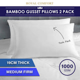 darrahopens Home & Garden > Bedding Royal Comfort Luxury Bamboo Blend Gusset Pillow Twin Pack 4cm Gusset Support
