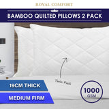 darrahopens Home & Garden > Bedding Royal Comfort Luxury Bamboo Blend Quilted Pillow Twin Pack Extra Fill Support