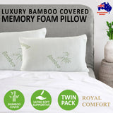 darrahopens Home & Garden > Bedding Royal Comfort Luxury Bamboo Covered Memory Foam Pillow Twin Pack Hypoallergenic
