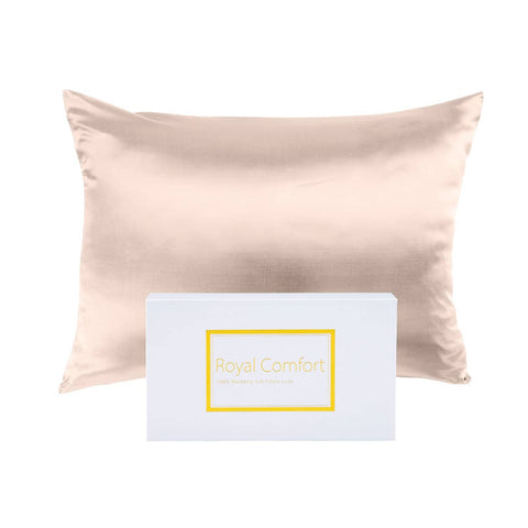 darrahopens Home & Garden > Bedding Royal Comfort Mulberry Soft Silk Hypoallergenic Pillowcase Twin Pack 51 x 76cm - Champagne Pink